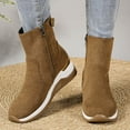 thumbnail image 2 of Dakaela Women's Wedge Ankle Boots Suede Side Zipper Casual High Top Sneakers Arch Support Slip on Work Booties, 2 of 9