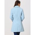 thumbnail image 3 of Abrigos largos de invierno con solapa con muesca y un solo pecho para mujer Azul Claro L, 3 of 5