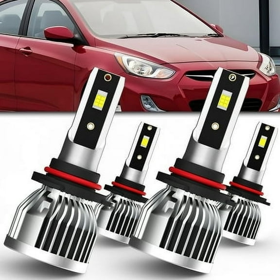 QIPEIZSP Fit for For Honda Accord 1992-2005 LED Headlight Bulbs for 9005 H10 HB3 High Beam & 9006 HB4 Low Beam , 6000K White, Pack of 4