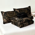 thumbnail image 2 of Dintszyayue Black 7Pcs Comforter Set Queen Size,Gold Damask Texture Bed in a Bag Microfiber Adult(90"x90"), 2 of 7