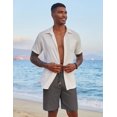 thumbnail image 3 of Pantalones cortos COOFANDY de lino para hombre, casual, cintura elástica, gris oscuro, 3 of 7