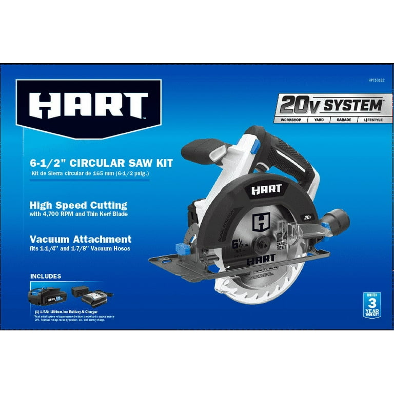 HART 20 Volt Cordless 6 1 2 Inch Circular Saw 1 1.5Ah Lithium Ion Battery