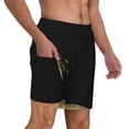 thumbnail image 2 of Kdxio Christmas Black Digital Paper Print Men'S Swim Trunks With Compression Liner 7 Inch Inseam Quick Dry Swim Shorts, 2 of 7