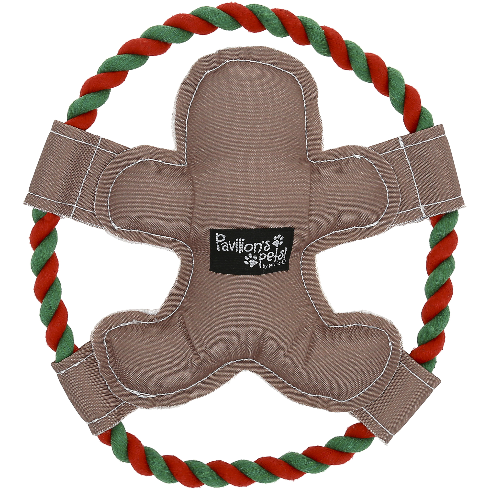 Pavilion - Howl-Iday Treat - 10" Gingerbread Man Puppy Dog Toy With Rope Handle K-9 Furry Companion Christmas Holiday Gift Present