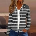 thumbnail image 4 of ShiShine Women's Striped Zip Up Hoodie Oversized Full Zip Drawstring Jacket Casual Pocket Sweatshirt, 4 of 6