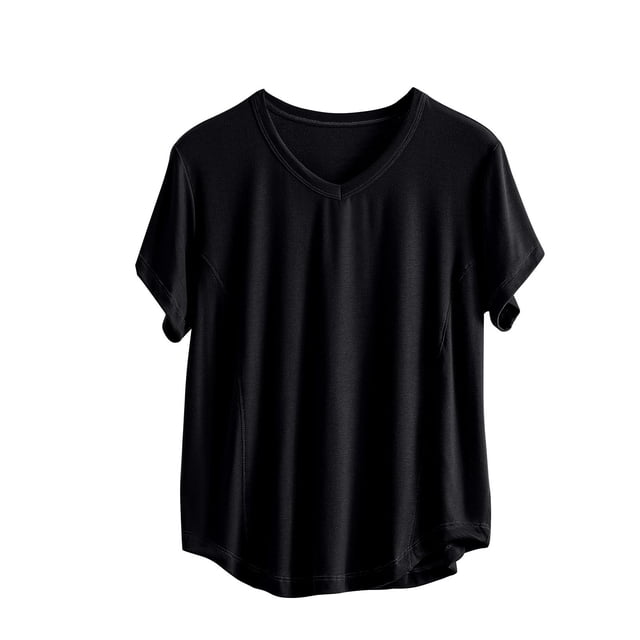 Timegard Plus Size Tops for Women V Neck Short Sleeve Loose Solid Color Comfy Lightweight Pjs Tops