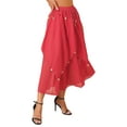 thumbnail image 4 of IEFIEL Womens Chiffon Belly Dance Skirt Shiny Sequins Beaded Skirt Carnival Party Indian Dance Performance Costume A Red One Size, 4 of 7