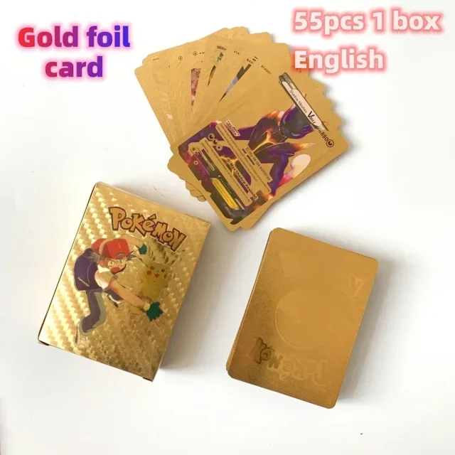 Popular 27-55PCS New Pocket Monsters Color Gold Foil Card Charizard Pikachu Arceus Silver Rainbow Yingde VSTAR GX V VMAX Card