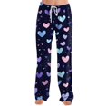 thumbnail image 3 of Fgvctg Womens Valentine's Day Pajamas Loose Wide Leg Sleepwear Pajamas Pants Fashion Heart Graphic High Waisted Pjs Fall Spring Drawstring Lounge Pants with Pockets Dark Purple S, 3 of 7