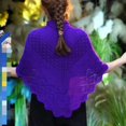 thumbnail image 3 of Oiur Women Knitting Shawl,Solid Color Fringe Design Lightweight Versatile Hollow Shawl,Open Knitted Pattern Shawl Wrap,Purple, 3 of 7
