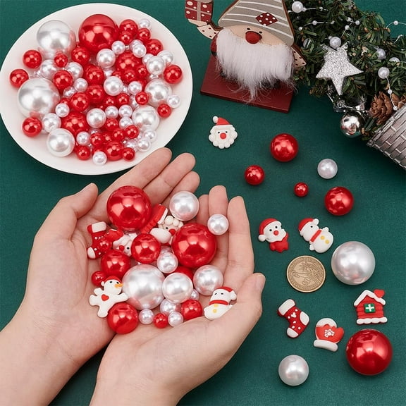 158PCS Christmas Vase Filler Decor Christmas Flatback Resin Charms Santa Claus Snowman Gloves House Sock