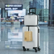 2PCS Luggage Two Piece Rolling Luggage Set Lightweight With Hook 20″ + 14″ Silver