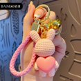 thumbnail image 1 of Bonito llavero de conejo de resina de dibujos animados, bonito llavero creativo exquisito para pareja, anillo, bolso, colgante, llavero con abalorio para mujer xuanjing unisex, 1 of 2