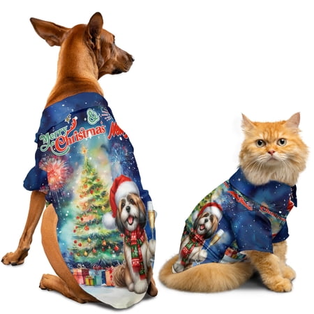 Merry Christmas and Happy New Year Santa Shih Tzu Holiday Xmas Winter 2025 Hawaiian Summer Shirt for Small Medium Large Dog Cat Lion Dog Lover Gifts - 00024