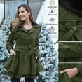 thumbnail image 4 of Long Trench Coat Women Dress Jackets Coats Double- Pea Coat with Bow Tie Belt Sherpa Lined Trench Coat for Women (Army Green XXXL), 4 of 8