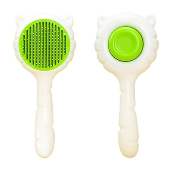 ACDANC 2Pcs Cat Brush Effortless Cat Brush for Shedding Rounded Anti-Static Cat Grooming Supplies,White-Green&White-Orange,Cat Ear Shaped