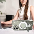 thumbnail image 3 of Funda magnética con purpurina para iPhone 17 [compatible con MagSafe], con brillantes diamantes de imitación y soporte, de lujo, a prueba de golpes y con protección para cámara, 3 of 6