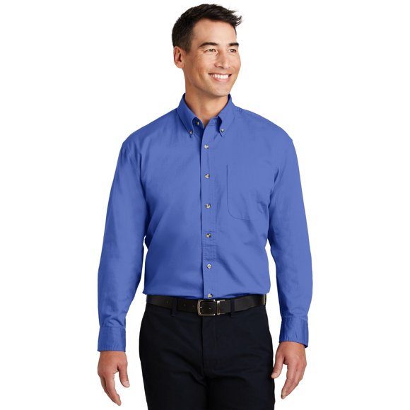 Port Authority S600T Camisa de sarga de manga larga - Azul desteñido - XXXXX-Large Autoridad Portuaria S600T
