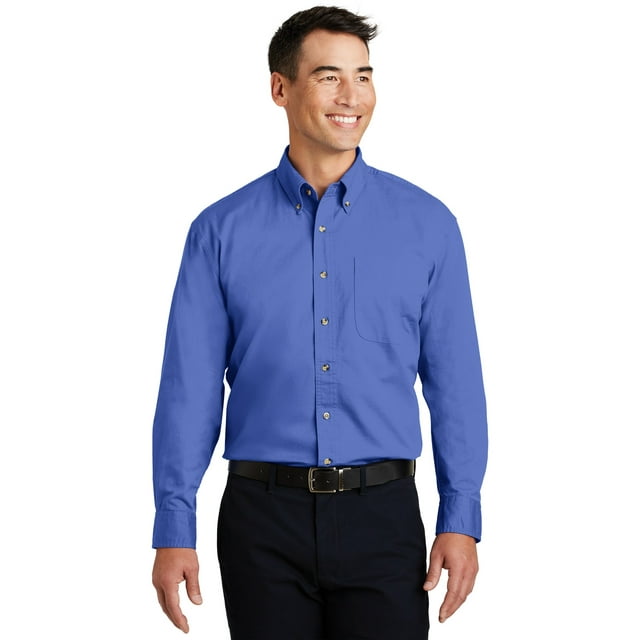 Port Authority S600T Camisa de sarga de manga larga - Azul desteñido - XXXXX-Large Autoridad Portuaria S600T