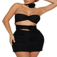 thumbnail image 2 of Robe Creuse de Couleur Unie pour Femmes avec Choker, 2 of 4