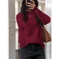thumbnail image 5 of Women Casual Trendy Classic Pullover Sweaters Fall Outfits Wine Red S, 5 of 8