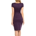 thumbnail image 3 of Auliné Collection Womens V-neck Zip Up Work Office Career Side Wrap Sheath Dress Purple 3XL, 3 of 5