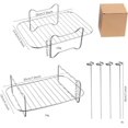 thumbnail image 2 of 2 Pcs Air Fryer Rack,Grilling Rack with 4 Skewers,Dual Airfryer Racks Stainless Steel,Rectangle Air Fryer Accessories for Roasting Cooking,304 Stainless Steel Baking Sheet Cooking Grate, 2 of 7