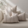 thumbnail image 2 of COOKCOK Throw Pillow Covers 20x20 Set of 2 Striped Pillow Covers Textured Linen Decorative Pillows Square Cushion Covers for Sofa Couch Bed Living Room Farmhouse Decor, Brown, 2 of 6