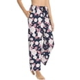 thumbnail image 2 of Uemuo Leaves Flower Pattern Women's Wide Leg Palazzo Lounge Pants with Pockets Light Weight Loose Comfy Casual Pajama Pants-Medium, 2 of 9