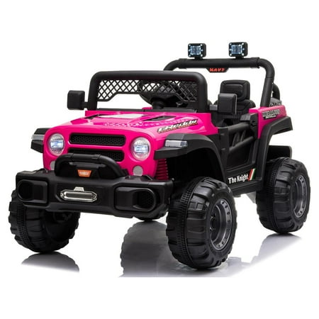 Winado Ride on Truck Dual Drive 12V 4.5A.h with 2.4G Remote Control Off-Road Vehicle Rose Red