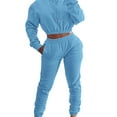 thumbnail image 3 of Frontwalk  Women 2 Piece Tracksuit Set Casual Sports Hoodies Sweatsuit Sweatpants Jogger Winter Long Sleeve Activewear Outfits for Ladies Light Blue XL, 3 of 6