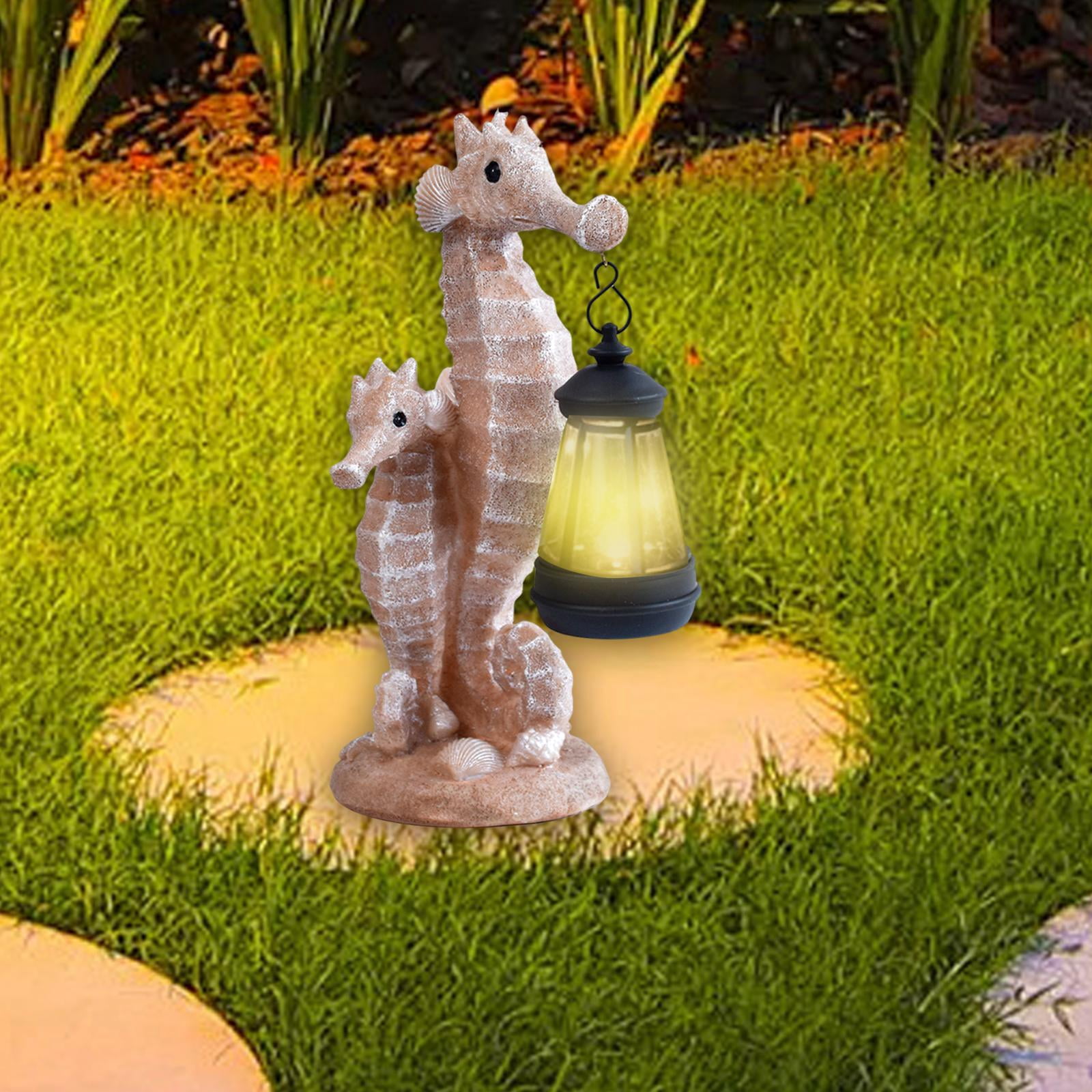 koolsoo Solar Powered Light Ornaments, Seahorse Sculpture, Solar Lantern, Cute Garden Statue, Resin Figurine for Gardening, Outdoor Gift, Gift in