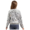 thumbnail image 2 of Linjinx Kids Girls Sequin Bomber Jacket Zipper Lightweight Long Sleeve Sparkle Jackets Outerwear Silver 14, 2 of 7