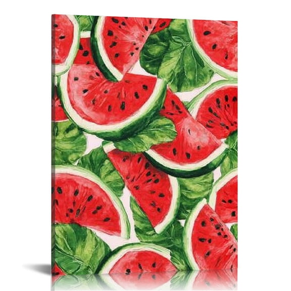 RKSupls Watermelon Theme Canvas Wall Art, Canvas Prints Wall Art for Living Room Bedroom Bathroom Office, Art Print Painting for New Year Home Decorations,12x16in