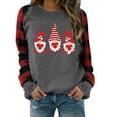 thumbnail image 4 of FASHOFT Womens Valentines Day Sweatshirt Love Heart Print Plaid Printing Casual Pullover Valentine's Long Sleeve Tops Holiday Casual Pullover Grey L, 4 of 6