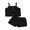 Black, variant on vera natura Baby Girl 2Pcs Summer Outfits Sleeveless Button Front Cami Tops   Shorts Set Infant Clothes