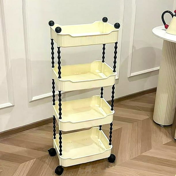 Zapatero para armario, sala de estar, carrito de refrigerios y frutas, estante de almacenamiento móvil multifuncional de cuatro niveles, estantería para bebés, baño y cocina, estante de almacenamiento