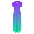 thumbnail image 4 of JINMGG Summer Dresses 2024, Dresses for Women 2024 Women's Dresses Summer Casual Rounk Neck Short Sleeve Pockets Printing Long Dress Purple L, 4 of 5