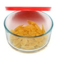 thumbnail image 2 of 2-Cup Round Glass Food Storage Container, Pyrex with Red Plastic Lid, 2 of 3