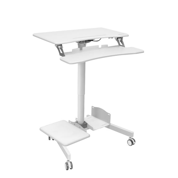 Mount-It! Mobile Sit-Stand Computer Workstation, Ergonomic, White