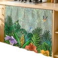 thumbnail image 2 of Tropical Plant Colorful Floral Cabinet Curtain 35"Wx35"L,Dustproof Under Sink Skirt with Self Adhesive Tape,Fern Print Summer Birds Cabinet Curtain Cover for Kitchen Sink,Bathroom Vanity,Laundry Room, 2 of 9
