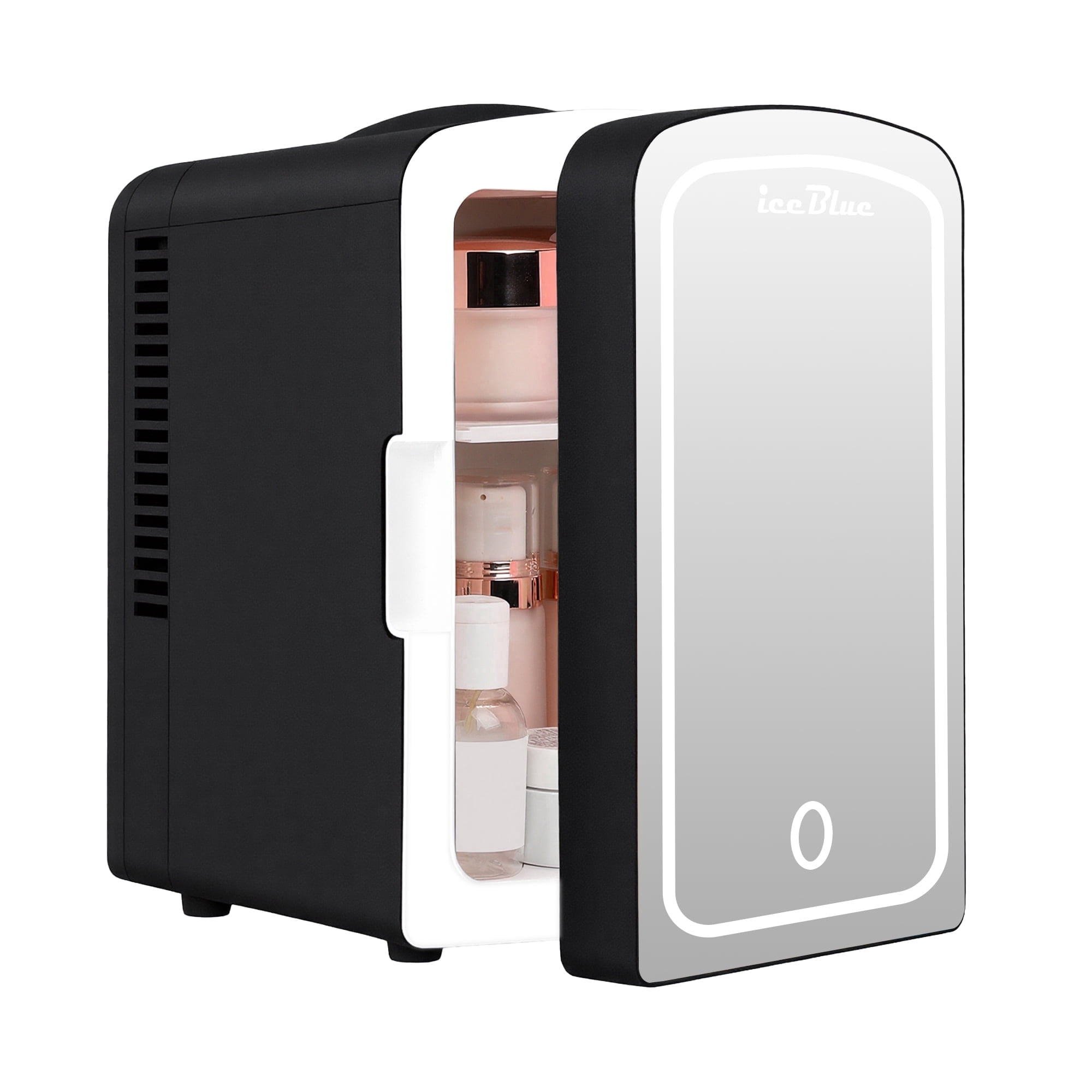 iceBlue LED Mirror Skincare Refrigerator- 4L Mini Fridge for Makeup & Drinks - Car/Home Portable Cooler