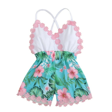 

ZIYIXIN Toddler Baby Girl Summer Clothes Flower Print Romper Sleeveless Backless Tassel Jumpsuit Outfits Pink 2-3 Years