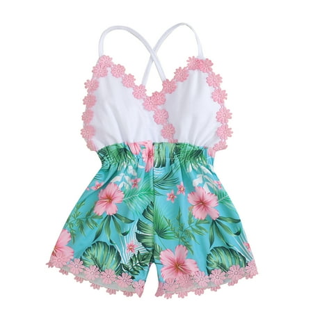 

LisenraIn Toddler Baby Girl Clothes Sleeveless Straps Romper Sunflower Print Shorts Jumpsuit Sunsuit Summer Outfit