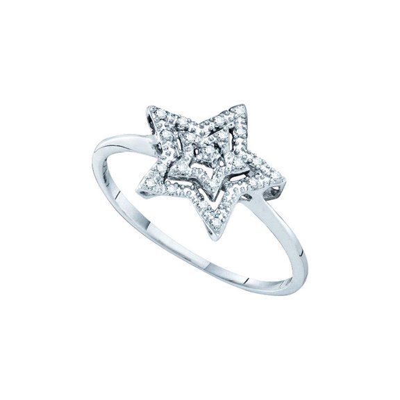 FB Jewels 10kt White Gold Womens Round Diamond Star Ring 1/20 Cttw Size 5