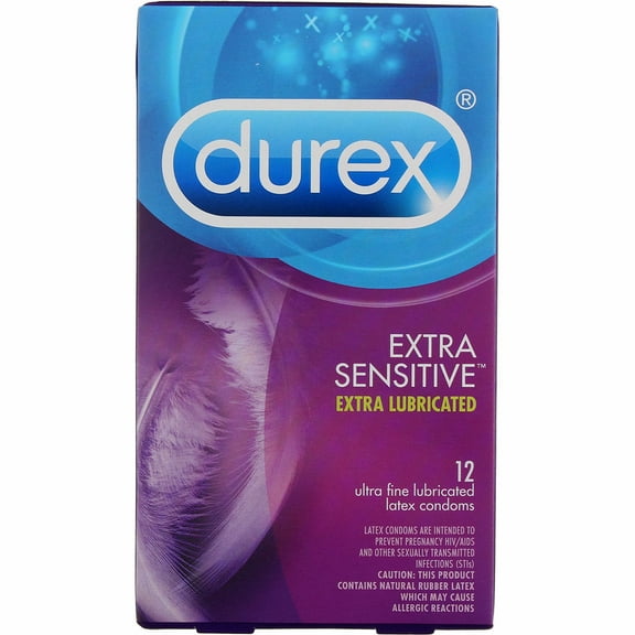 Durex Extra Sensitive Lubricated Ultra Thin Premium Condoms, 12 ct (Pack of 4)