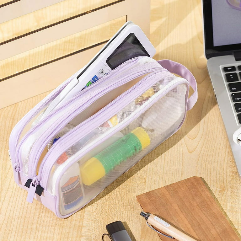 1pc Clear Pencil Case, Simple Large Capacity Desktop Pencil Box For  Student, Office