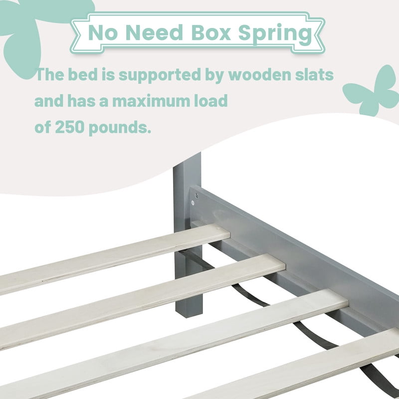 Mirightone Twin Platform Bed with Headboard & Footboard, Twin Wood Bed Frames for Teens, Adults, Grey