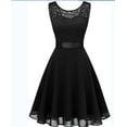 thumbnail image 4 of Women's Cocktail Dresses Prom Wedding Guest Short Bridesmaid Dresses Ruffle Hem Sleeveless Lace Formal Dress, 4 of 7