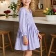 thumbnail image 6 of FAOWME Big Child Girls Dress Long Sleeve Square Collar Solid Color Stylish Comfortable Dresses For Daily Wear Purple 13-14 Years, 6 of 9